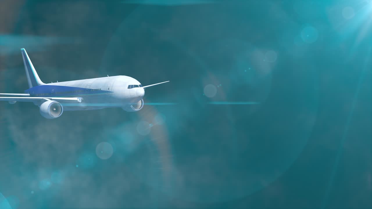 viaje en avión volando en el cielo nublado animación