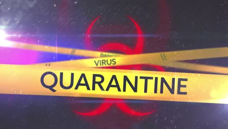 animation of danger virus text over warning sign on black background
