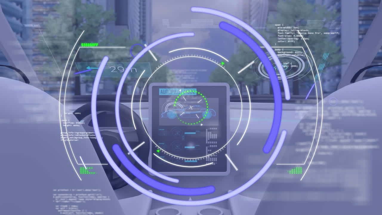 animación del procesamiento de datos sobre el automóvil