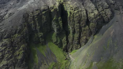 aerial towards famous iceland ravine raudfeldsgja in snæfellsnes peninsula