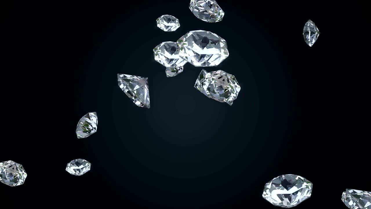 많은 다이아몬드가 떨어지고, 루프 애니메이션.