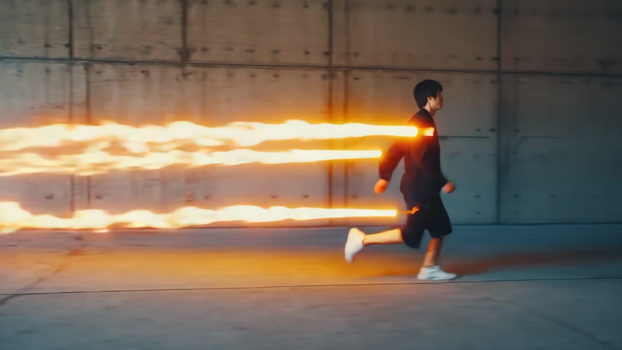A runner with a fiery burst of speed