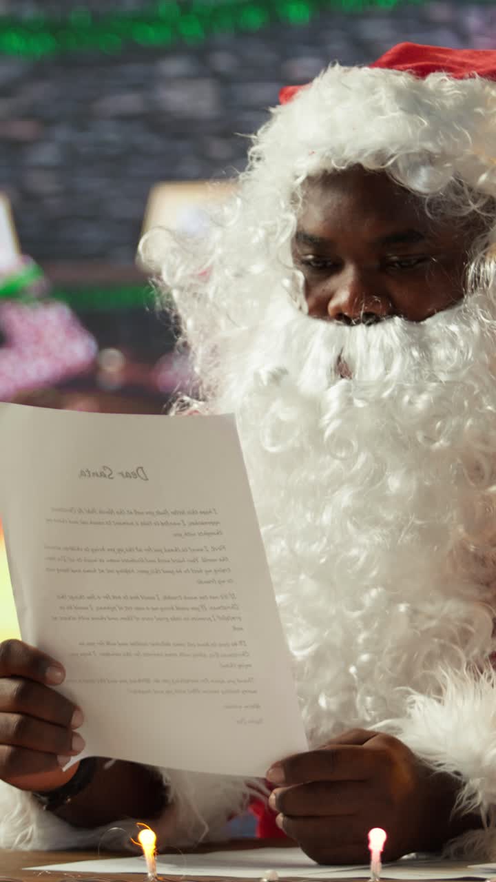 African American Santa Claus Reading Christmas Letter