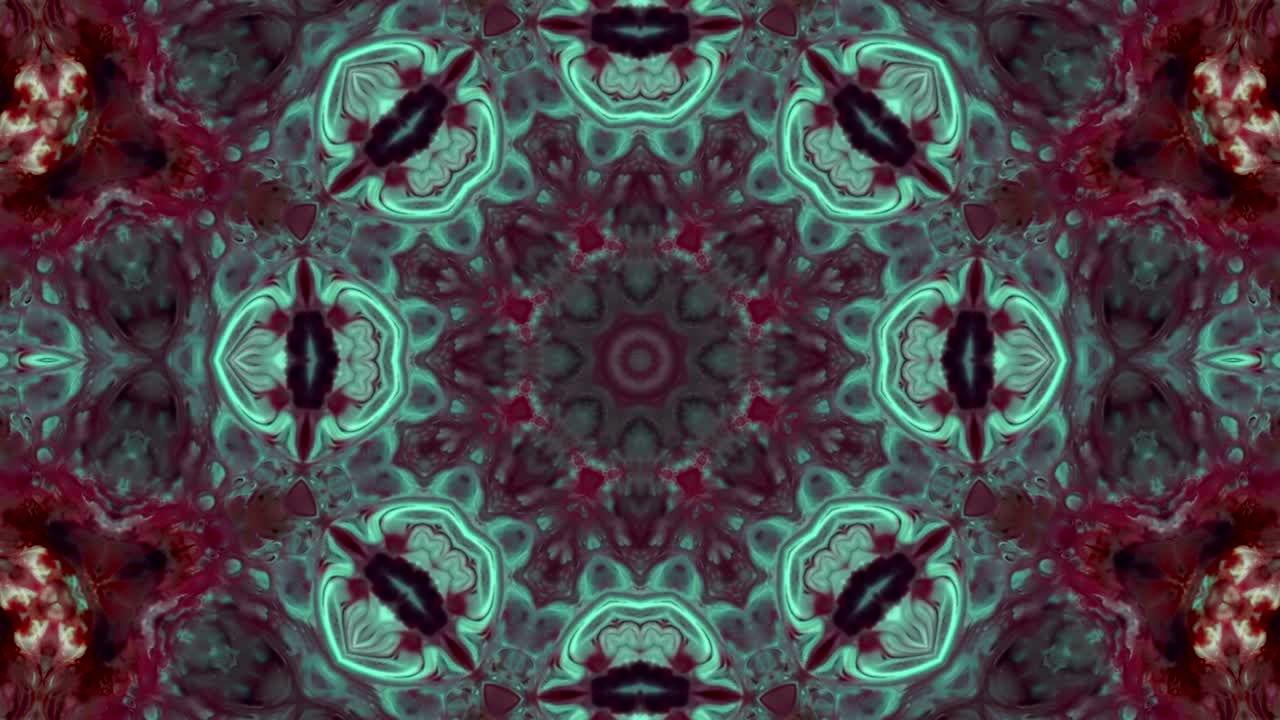 movimiento de caleidoscopio abstracto círculo geométrico y formas de estrellas