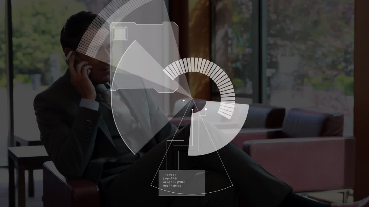 animación del radar sobre el hombre de negocios latino en la oficina