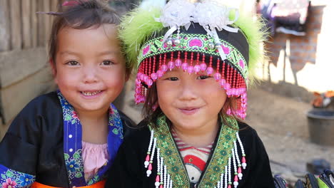 Two Hmong Girls in Traditional Dress
