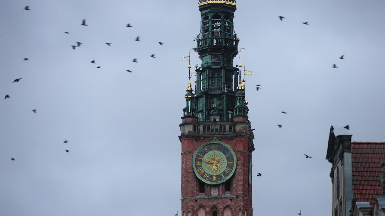 Clock tower of St. Mary's Basilica in Gdańsk, Poland
