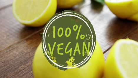 animación de texto vegano sobre limones frescos