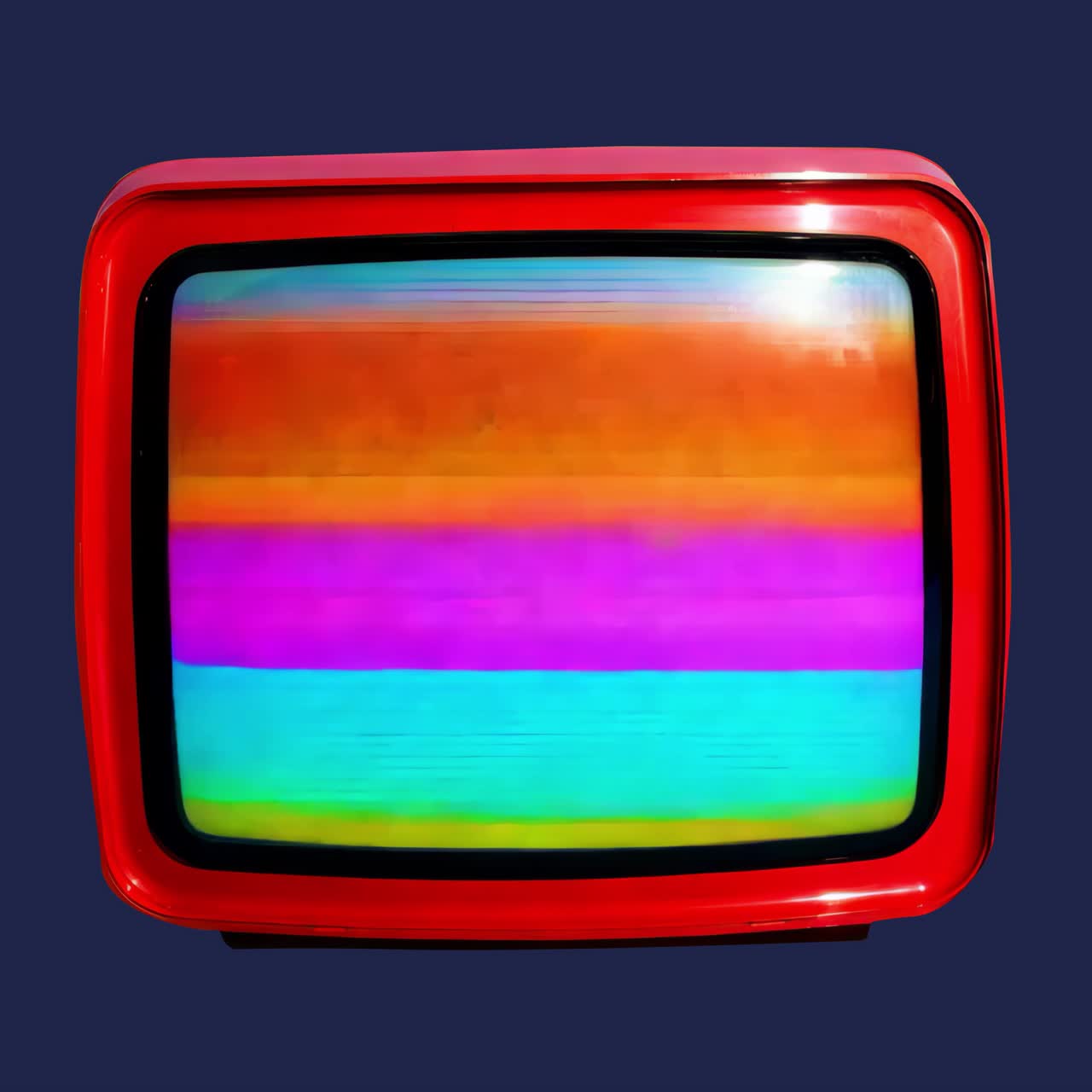 Vintage red television screen animation isolated asset, transparent 4K video, alpha channel, ProRes