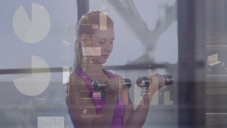 una mujer en forma levantando pesas en un gimnasio en formato 4k de alta calidad