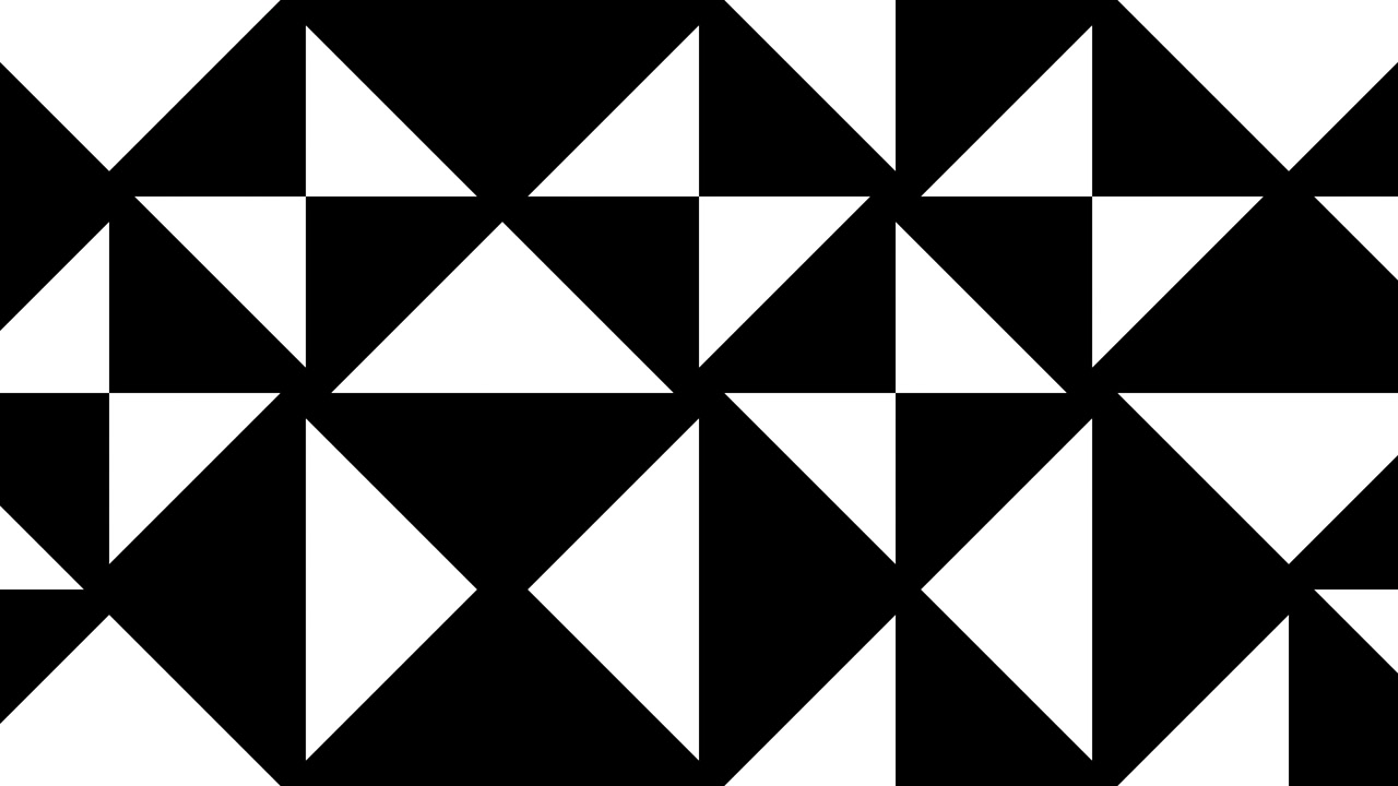 This mosaic is animated with simple geometric shapes. In a flat design, there is a background with a seamless loop motion graphic. Black-and-white geometric design