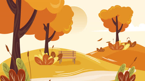 una animación de fondo plano de otoño