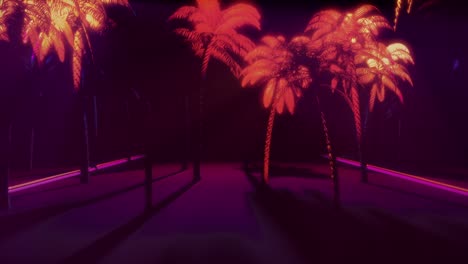 dancing palm trees in retro colors seamless looping video background