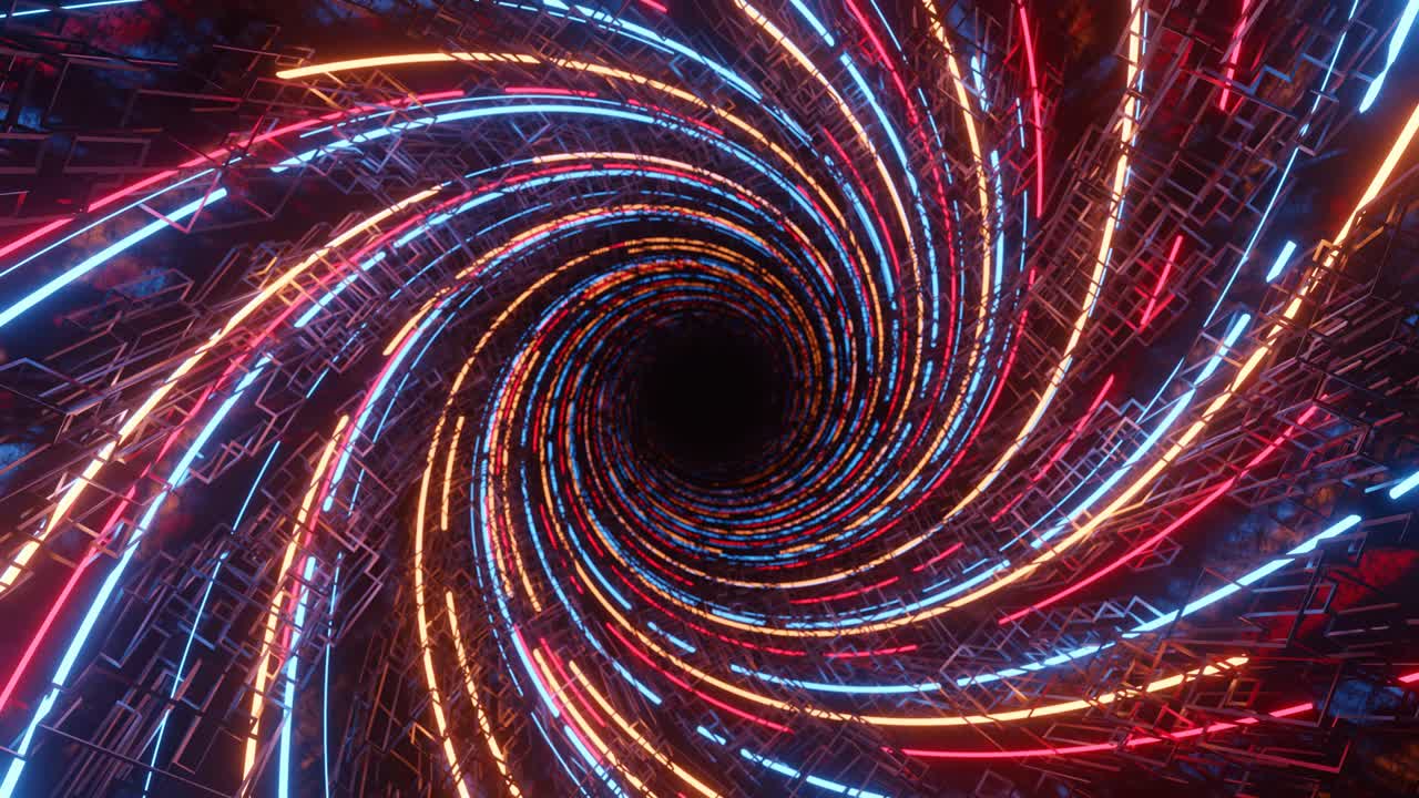 Colorful Time and Space Warp Wormhole, Science Fiction Background