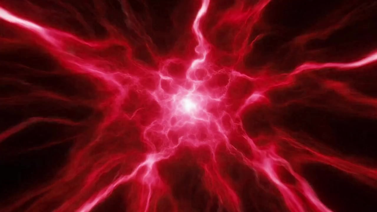 Vortice astratto di energia rossa con centro luminoso