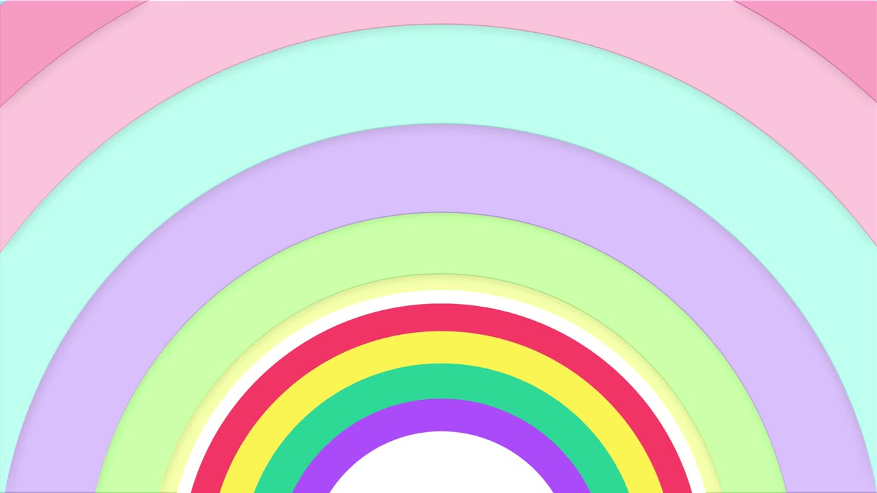 animación de un patrón hipnótico con colores de arco iris en un estilo de dibujos animados