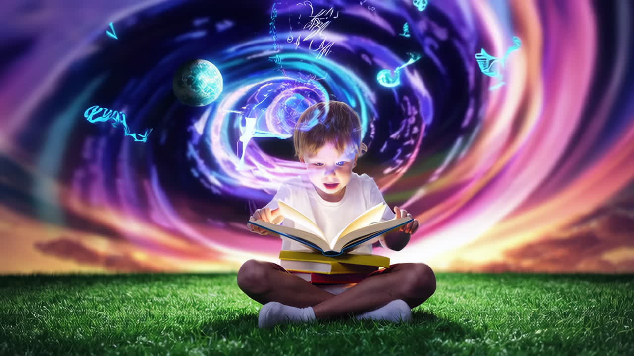 Child Unlocking Imagination Through Reading