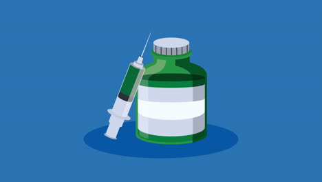 syringe vacine and vial animation