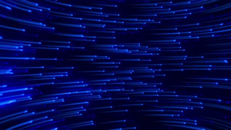 las luces de partículas azules marinas abstractas de 4k. bucle sin costuras animado de rayos de neón dinámicos horizontales lluvia.