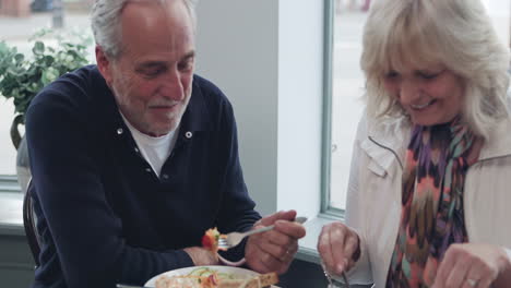 elderly couple enjoying a salad lunch