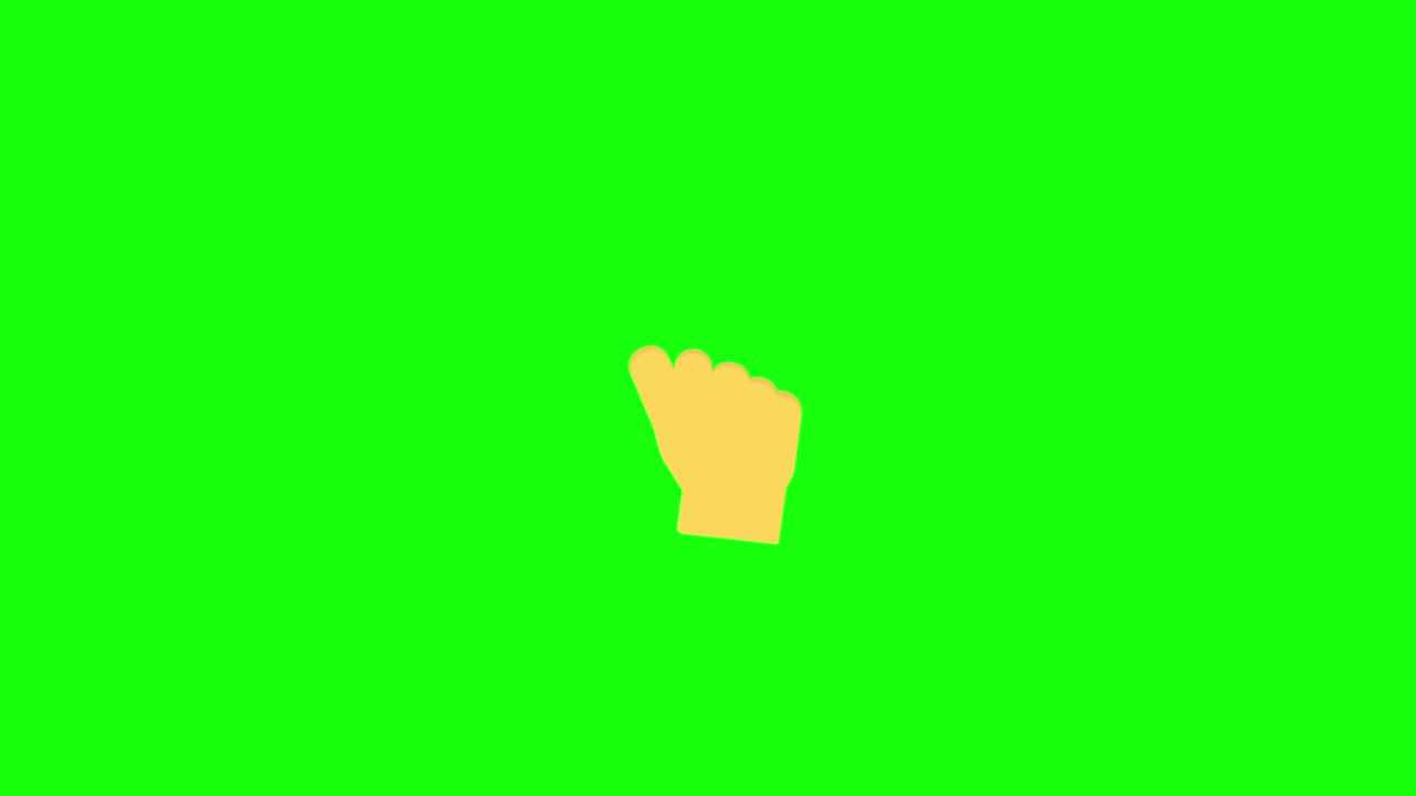 Animated Hand Cursor Clicking on Green Screen