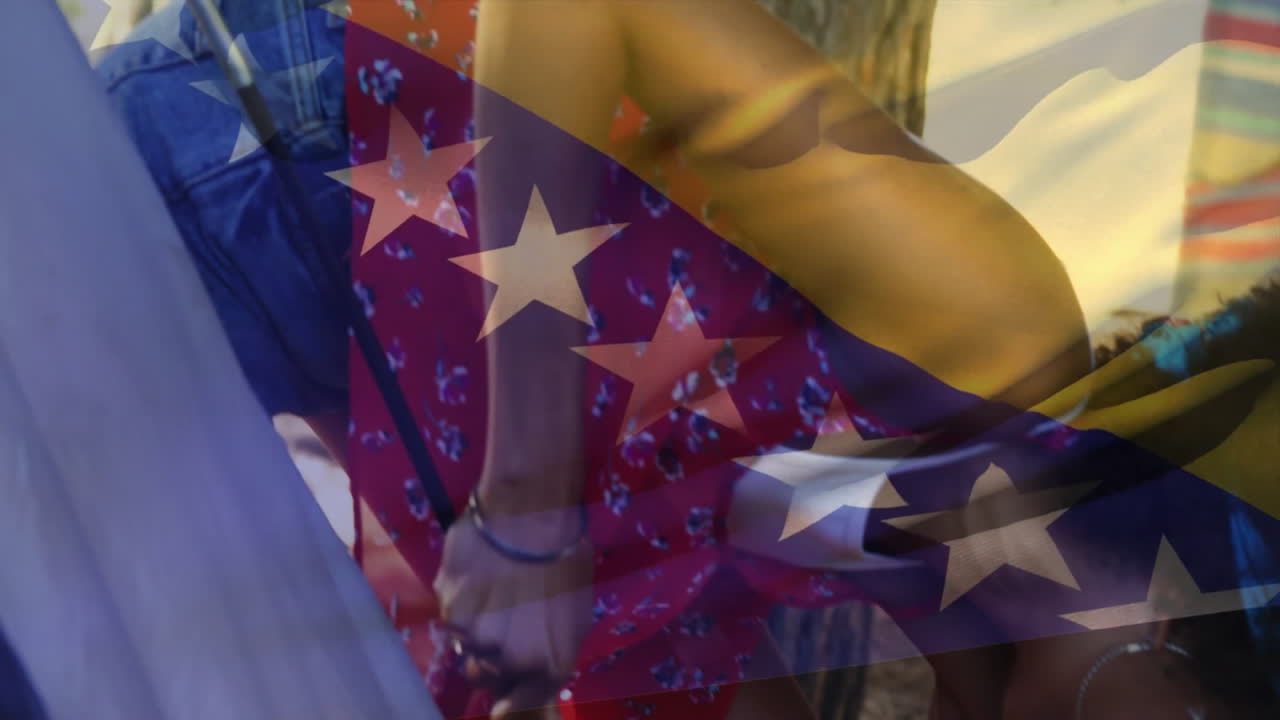 공원에서 야외 활동을 즐기는 사람들을 는 미국 발 애니메이션