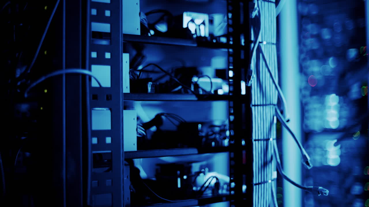 Alert signal with flashing red lights in a server room