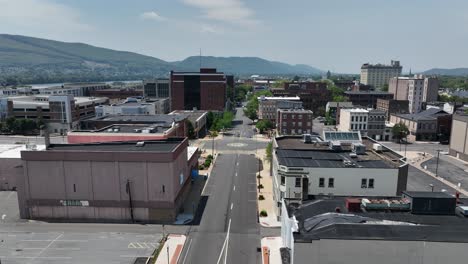 downtown williamsport, pennsylvania with drone video moving in