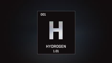 hydrogen as element 1 of the periodic table 3d animation on grey background