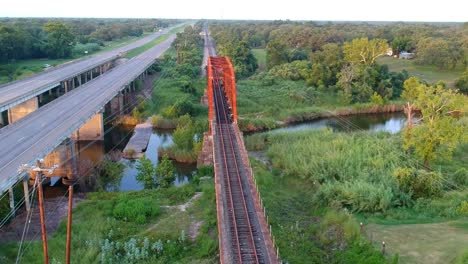 rusty railroad bridge in texas