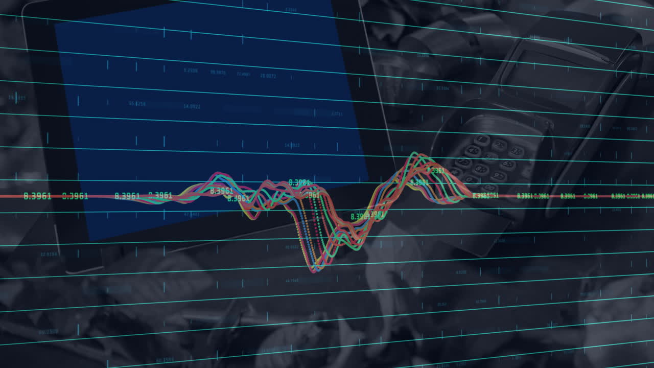 Animation of data processing over monitor and payment terminal