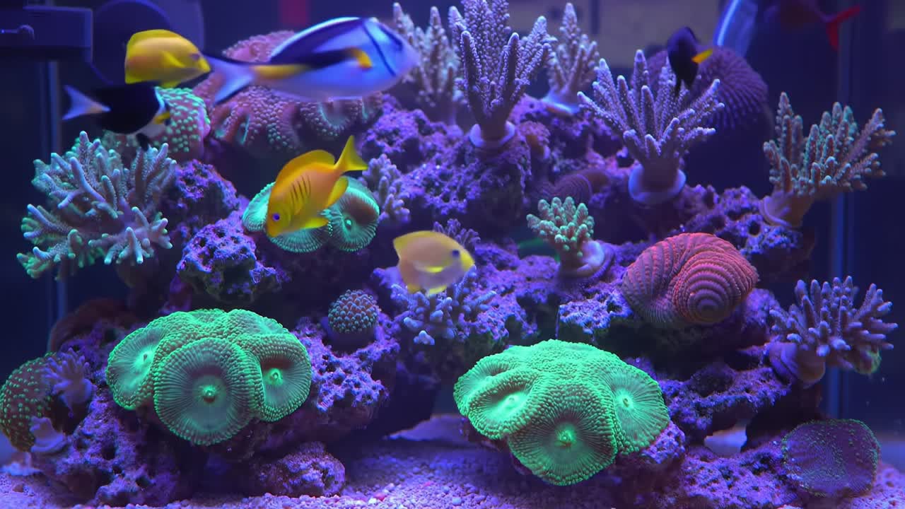 The Vibrant Underwater World: A Mesmerizing Aquascape of Colorful Coral and Exotic Fish Amidst a Dynamic Marine Habitat