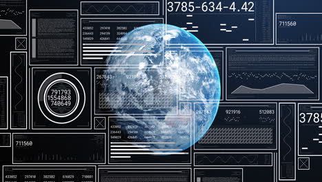animation of data processing over globe on black background