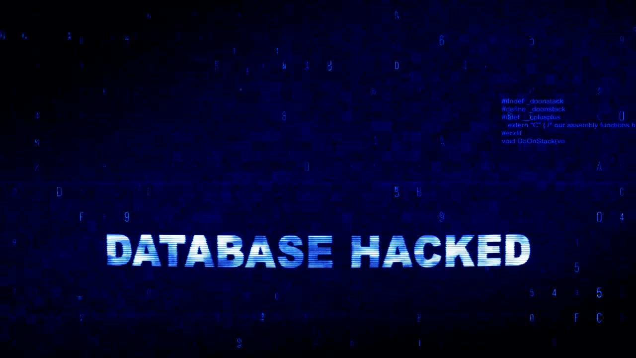 base de datos hackeado texto ruido digital sacudida glitch distorsión efecto error animación de bucle.