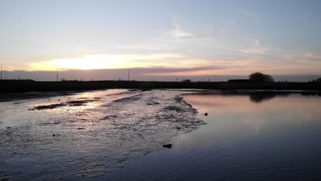 Beautiful-Sunset-Landscape-In-Crezeepolder-Ridderkerk-Netherlands---moving-shot