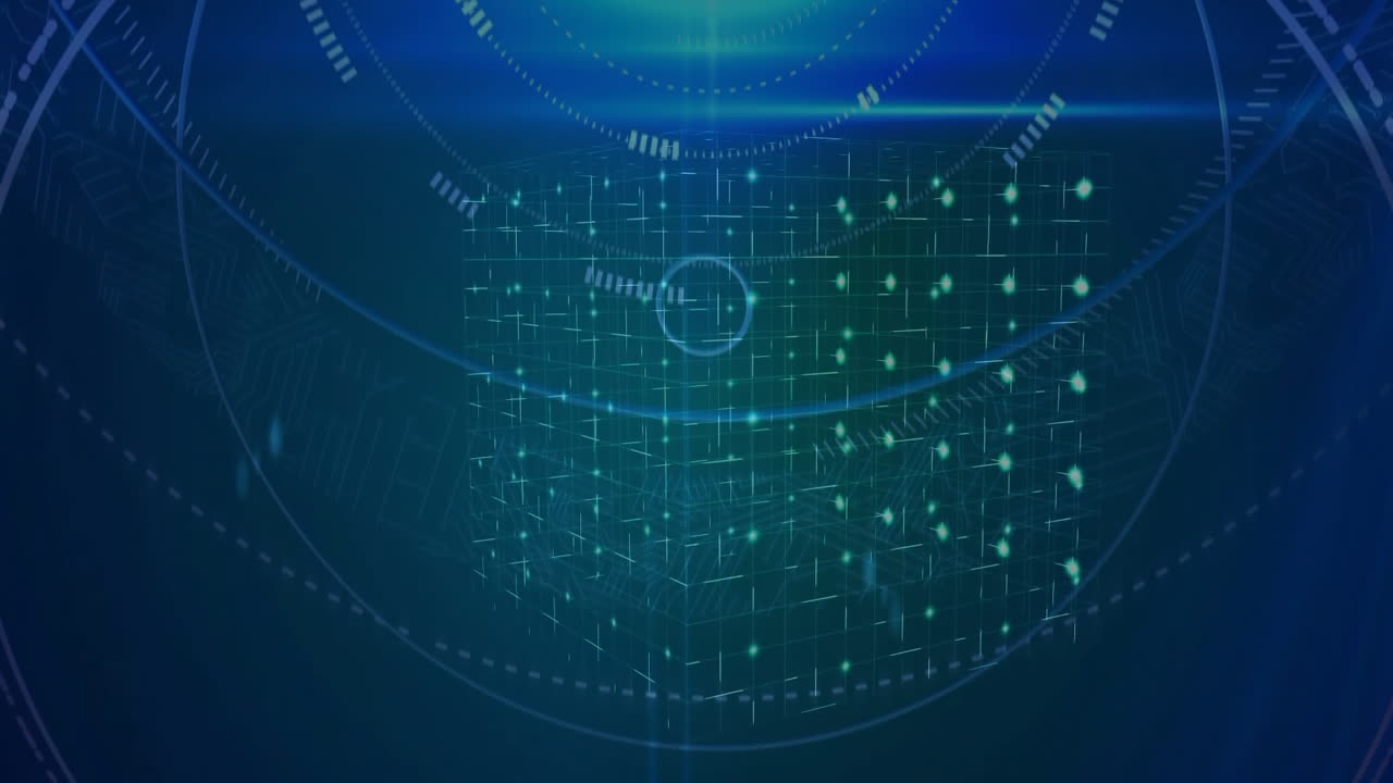 Futuristic technology animation with digital grid and data points