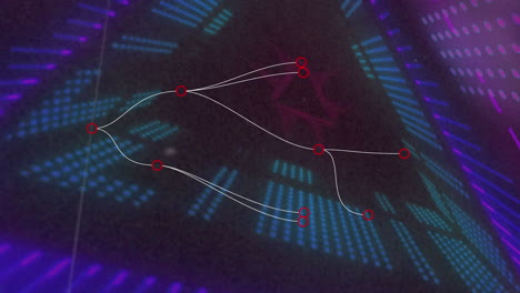 animation of connections over neon lights on black background