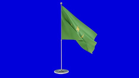 mauritania 3d illustration of the waving flag on a pole with chroma key