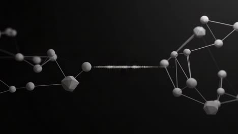 the dynamic interaction of abstract molecules creating sound waves: a visualization of connections in a digital space representing communication