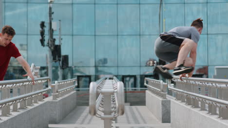 amigos entrenando el parkour