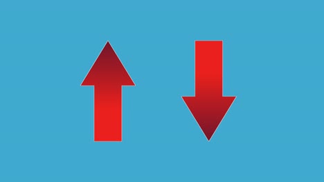 up and down red arrow animation sign symbol on blue screen, 4k animated image video overlay elements