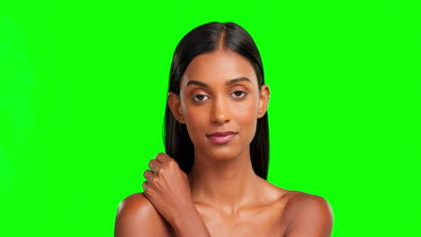 Face,-green-screen-and-woman-with-skincare