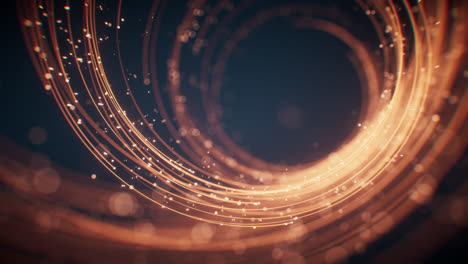 rotating glowing vortex lines and particles background, 3d rendering.