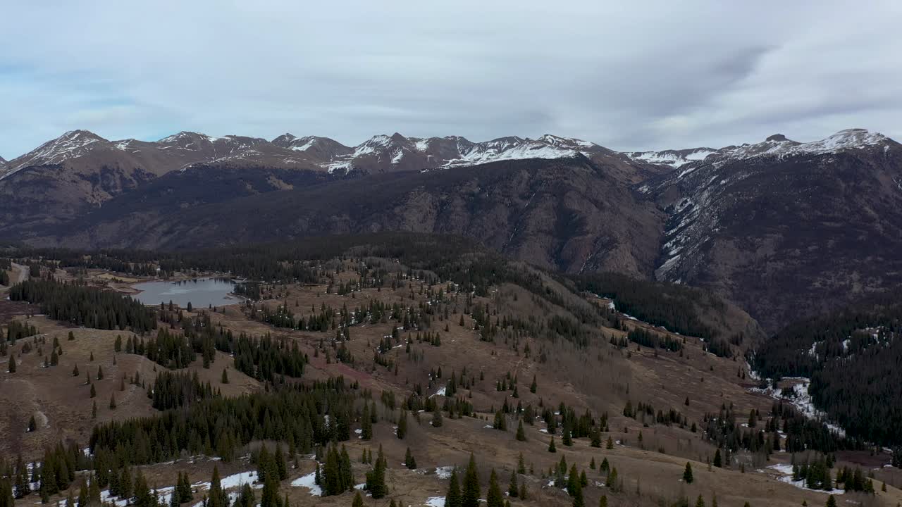 Lake 4K Aerial Rocky Mountains