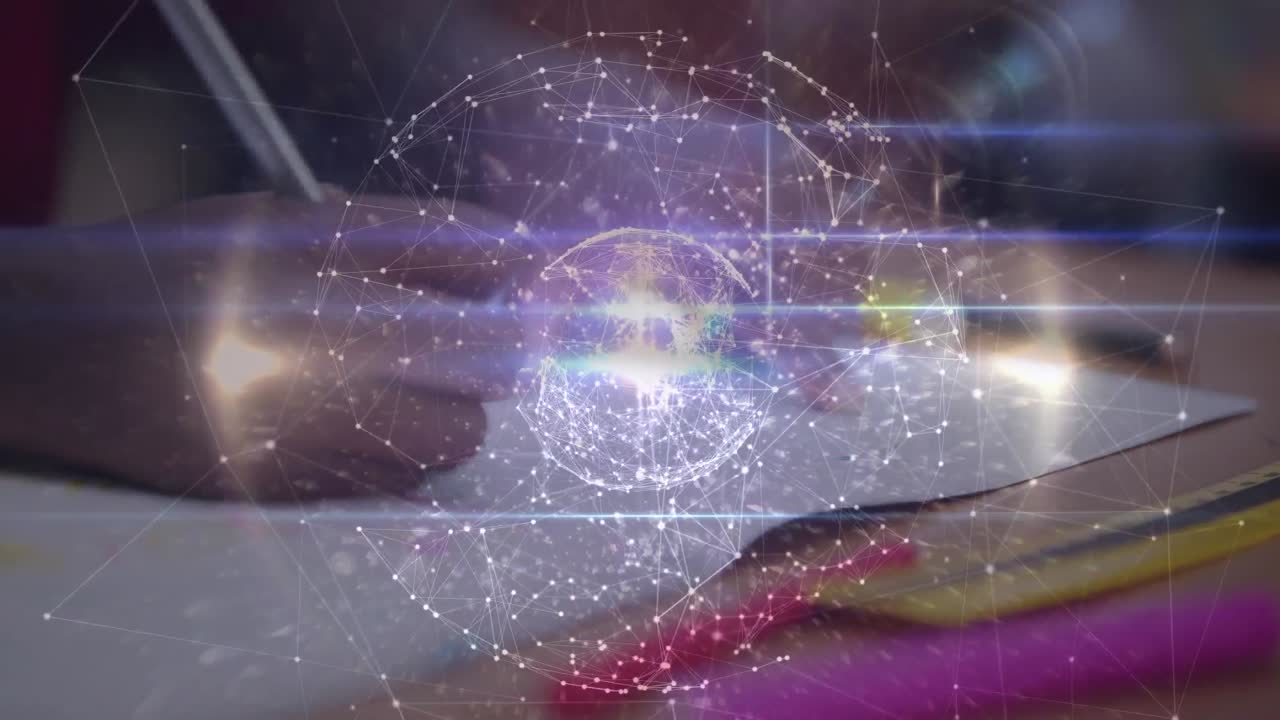 학교 아이들의 글쓰기를 통한 연결 네트워크와 함께 지구의 애니메이션