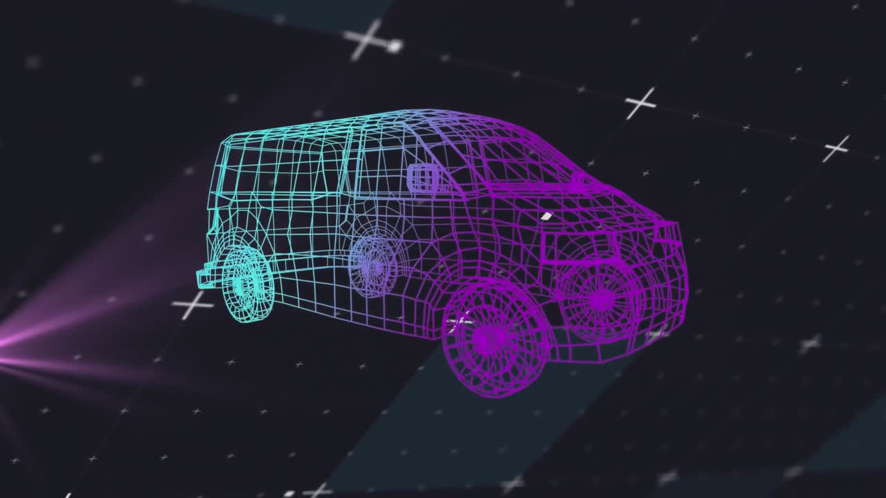 마커와 데이터 처리로 3d 자동차 드로잉의 애니메이션