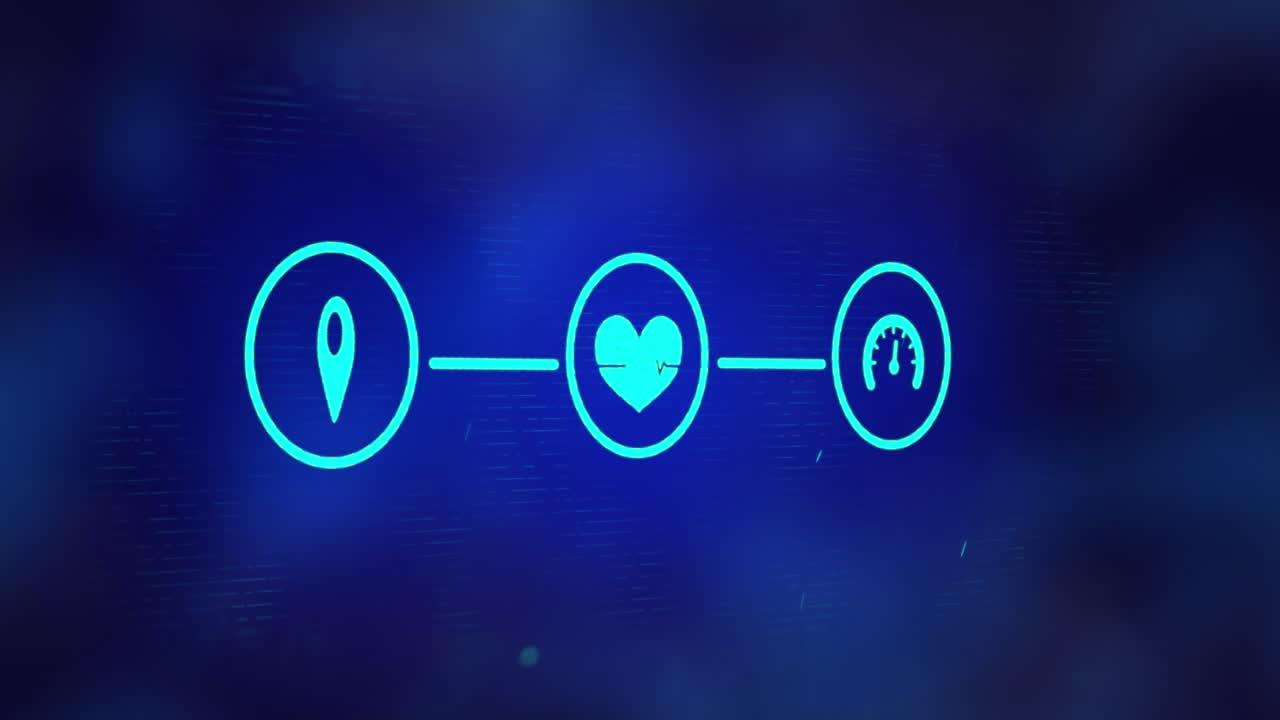 파란색 배경에 아이콘으로 연결 네트워크의 애니메이션