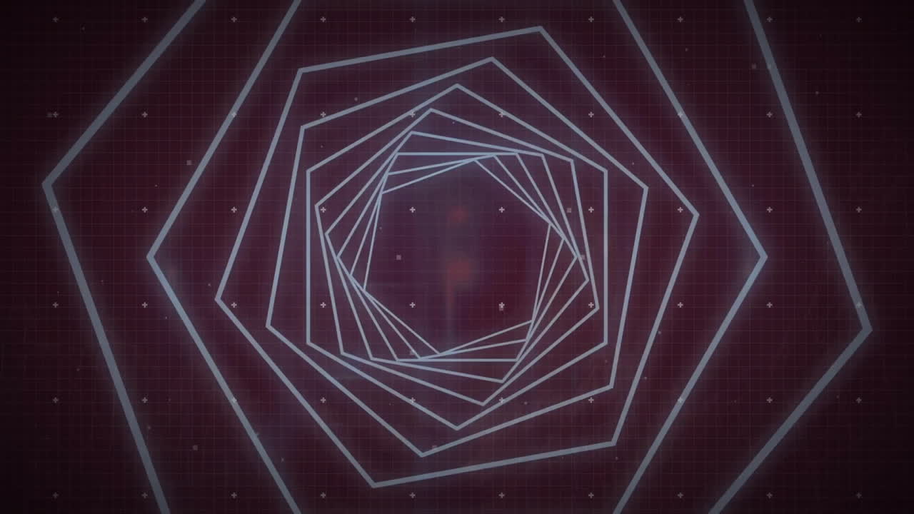 animación de la red de la placa y el procesamiento del escáner circular sobre un túnel hexagonal