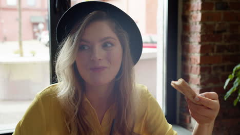 young blonde woman in a restaurant