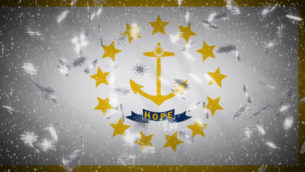 로드 아일랜드 발: 눈이 내리고, 새해와 크리스마스 배경, 루프